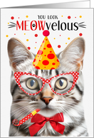 Silver Tabby Cat MEOWvelous Birthday card