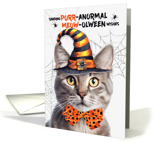 Champagne Tabby Halloween Cat PURRanormal MEOWolween card (1832114)