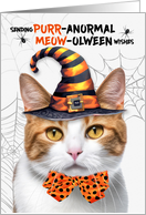 Orange and White Tabby Halloween Cat PURRanormal MEOWolween card