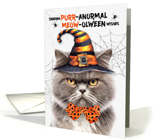 Gray Persian Halloween Cat PURRanormal MEOWolween card (1833850)