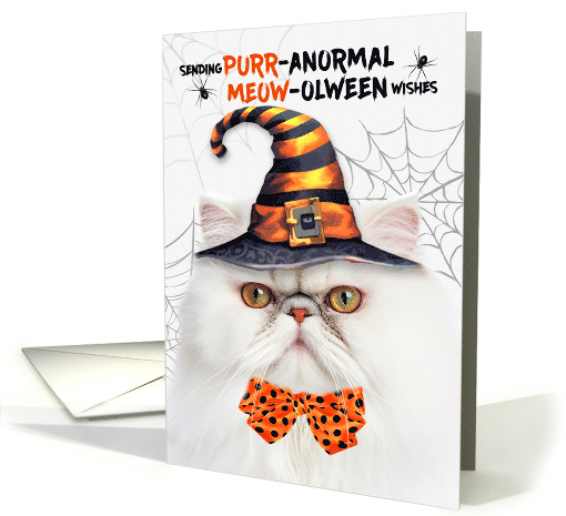 White Persian Halloween Cat PURRanormal MEOWolween card (1833860)