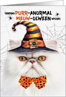 White Persian Halloween Cat PURRanormal MEOWolween card