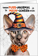 Sphynx Halloween Cat PURRanormal MEOWolween card