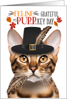 Bengal Thanksgiving Cat Feline Grateful for PURRkey Day card