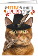 Solid Ginger Thanksgiving Cat Grateful PURRkey Day card