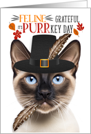 Siamese Seal Point Thanksgiving Cat Grateful for PURRkey Day card