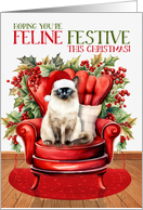 Balinese Christmas Cat in a Santa Hat FELINE FESTIVE card