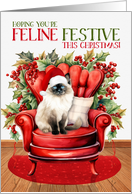 Birman Christmas Cat in a Santa Hat FELINE FESTIVE card