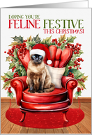 Burmese Seal Point Christmas Cat FELINE FESTIVE card