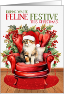 Calico Christmas Cat FELINE FESTIVE card