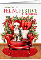 Cornish Rex Christmas Cat FELINE FESTIVE card