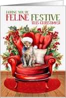 Devon Rex Christmas Cat FELINE FESTIVE card