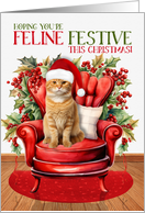 Orange White Tabby Christmas Cat FELINE FESTIVE card
