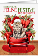 Maine Coon Christmas Cat FELINE FESTIVE card