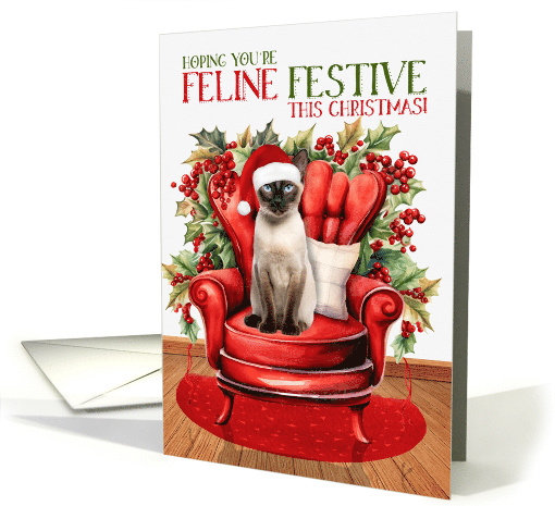 Siamese Seal Point Christmas Cat FELINE FESTIVE card (1846180)