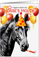 Black Star Funny Birthday Horse Red and Yellow Balloons card