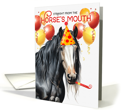 Gypsy Vanner Piebald Horse Funny Birthday Red and Yellow Balloons card