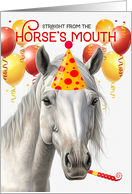 Lipizzaner White Horse Funny Birthday Red and Yellow Balloons card