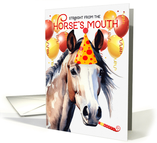 Spotted Paint Horse Funny Birthday Red and Yellow Balloons card