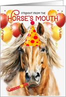 Palomino Horse Funny Birthday Red and Yellow Balloons card
