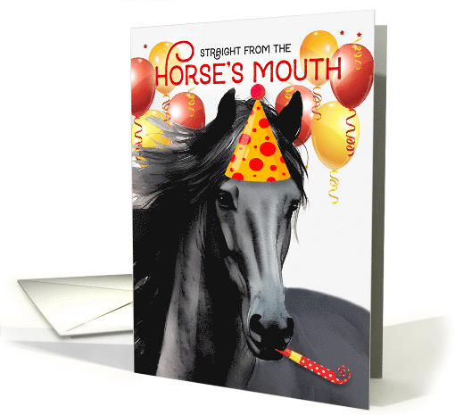 Friesian Black Horse Funny Birthday Red and Yellow Balloons card