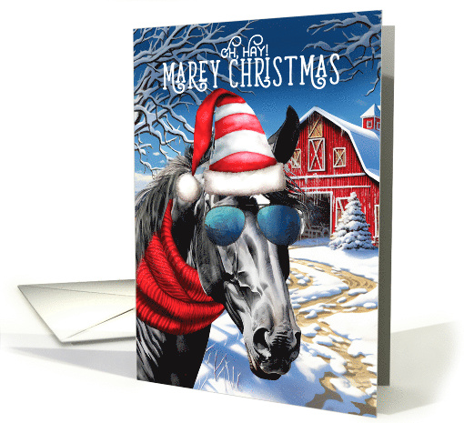 Black with Diamond MAREy Christmas Funny Horse Lover Holiday card
