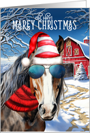 Bay Draft Horse MAREy Christmas Funny Horse Lover Holiday card