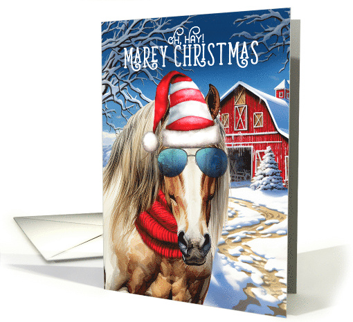 Blonde Draft Horse MAREy Christmas Funny Horse Lover Holiday card