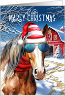 Chestnut Paint Horse MAREy Christmas Funny Western Holiday card