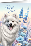 Thank You American Eskimo Dog with Blue Botanicals card