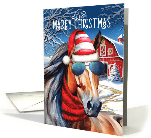 Blood Bay MAREy Christmas Funny Horse Lover Holiday card (1856892)