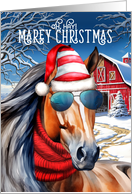 Blood Bay MAREy Christmas Funny Horse Lover Holiday card