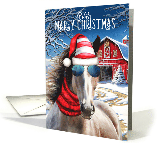 Rose Grey MAREy Christmas Funny Horse Lover Holiday card (1856902)