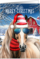 Red Roan MAREy Christmas Funny Horse Lover Holiday card