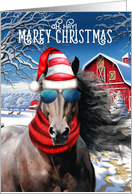 Liver Chestnut Horse Funny MAREy Christmas card