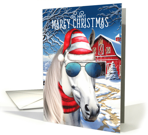 White Horse Funny MAREy Christmas Horse Lover Holiday card (1857128)