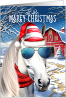 White Horse Funny MAREy Christmas Horse Lover Holiday card