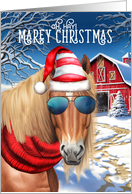 Chestnut Blonde Mane Horse Funny MAREy Christmas card
