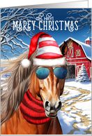 Chestnut Draft Horse Funny MAREy Christmas card