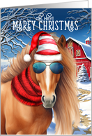 Chestnut Red Mane Horse Funny MAREy Christmas card