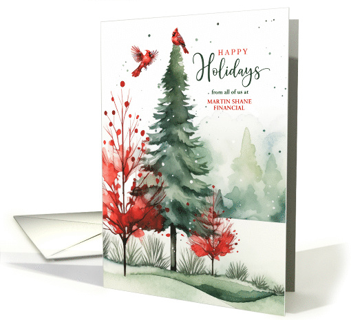 Business Happy Holidays Red Cardinals Woodland Custom card (1858282)