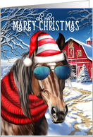 Liver Quarter Horse MAREy Christmas Funny Horse Lover Holiday card