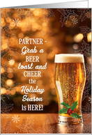 Partner Brewery Themed Holiday Cheers Frosty Glass of Beer card