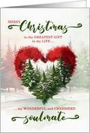 Soulmate Romantic Christmas Woodland Heart card