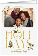 2024 Faux Gold Leaf and Botanical Happy Holidays with Photo card