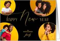 Happy New Year Four Photo Faux Gold Leaf card