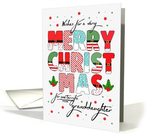 for Granddaughter Merry Christmas Decorated Lettering card (1862446)