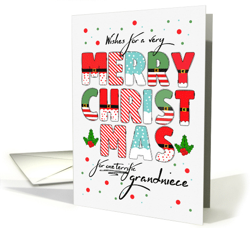 for Grandniece Merry Christmas Decorated Lettering card (1862666)