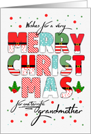 for Grandmother Merry Christmas Decorated Lettering card