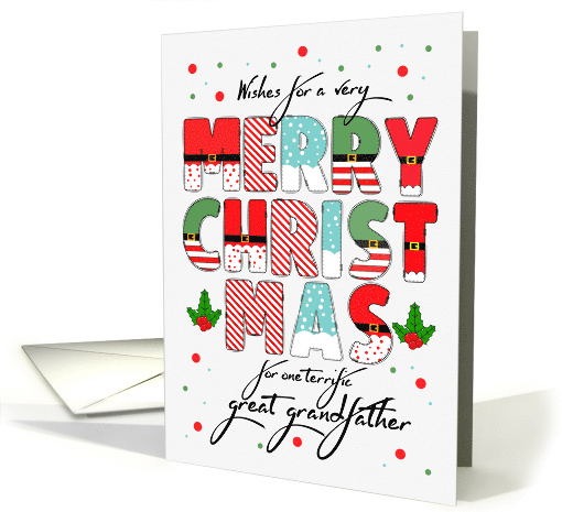 for Great Grandfather Merry Christmas Decorated Lettering card
